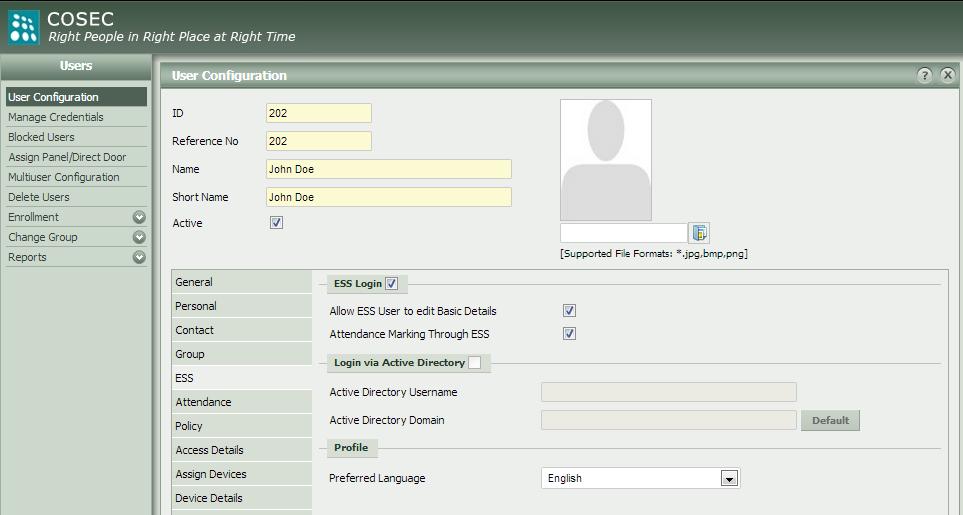 Step4: Enable ESS for Team members i.e. to Jessica James (User ID: 201) and John Doe (User ID: 202).