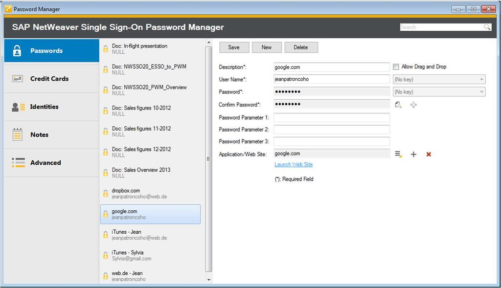 Secure Storage of Remaining Passwords Password Manager SAP and non- SAP applications Password Manager Stand-alone Based on user name and password Secure storage