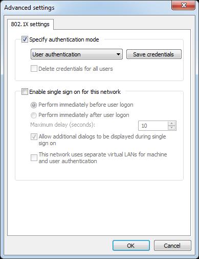 From this window check the Specify Authentication Mode box and select the appropriate authentication mode from the pull-down box.