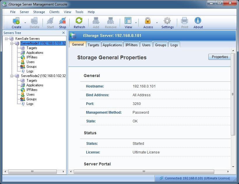 Configuring on Server1 Open istorage Server Management Console.