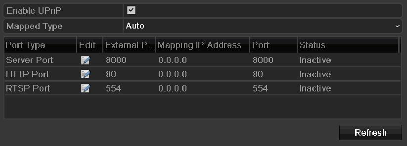 Figure 9.15 UPnP Settings Interface 3. Check checkbox to enable UPnP. 4. Select the mapped type to Auto or Manual.