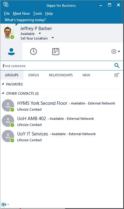 Skype for Business basics The main Skype for Business window When you open Skype for Business, the main Skype for Business window will appear: Your status information if you have uploaded a profile
