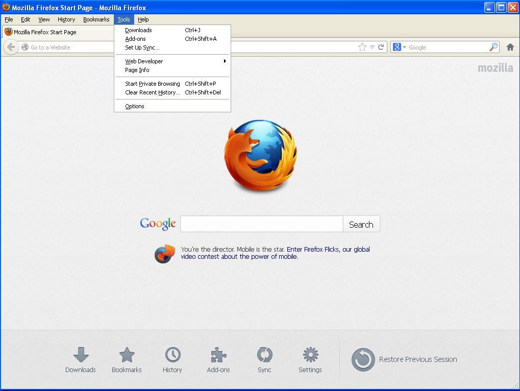 Getting Started Mozilla-Firefox Mozilla-Firefox Click the Firefox desktop icon to open and display browser homepage.