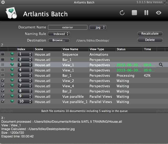 page 12 ARTLANTIS BATCH RENDERING APPLICATION When you decide to launch the final calculation, you have two options: You can launch the calculation right away and wait until Artlantis finishes it.