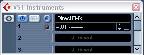 How to use with Cubase (1/2) HOST MODE 1. Add «DirectEMX» VST by using the «Devices->VST Instruments» menu (or F11 key). In DirecEMX click on «Host» to change midi mode 2.