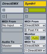 How to use with Live (2/2) DIRECT MIDI MODE 5. To send notes to the EMX, create another MIDI track, rename it to «Synth1» Set «MIDI from» and «MIDI To» to DirectEMX.