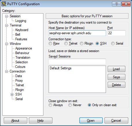 PuTTY Enter Host Name: