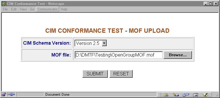 Upload MOF file DMTF 2002