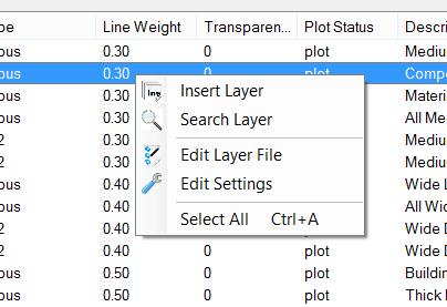 Right Click Menu: Right click menu on layer list view enables easy access to some of its features Insert Layer: Search Layer: Edit Layer File: Edit Settings: Inserts selected layers Opens layer