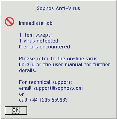 Sophos Anti-Virus installation guide 2.2.1 What happens if Sophos Anti-Virus finds a virus?