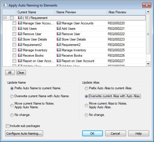 Where Auto-Naming is the preferred option the numbering in the name can be re-set using the package context menu option: right-click