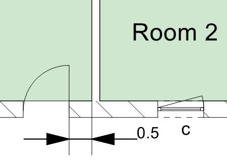 0m and on the other side, in Room 3, insert a window (i) from the top-left corner at a distance of 2.4m.