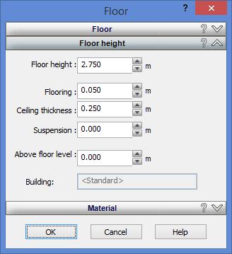 .. In the dialogue box that appears, various properties of current floor can be changed either before or after you create a new floor.