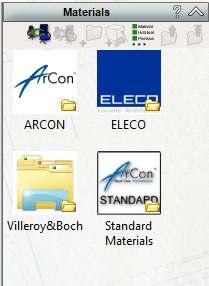 4. In the Materials catalogue, double-click the ELECO folder. Open the Tiles folder and left-click to select Beige_Tile-02.
