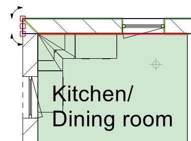 Left-click to select the inside or outside of wall where you want material area applied to. 2. The selected wall side will highlight in a thick red line as above. 3.