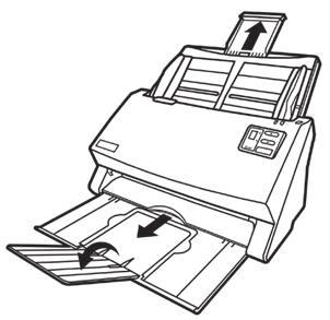 Ambir ImageScan Pro 930u TM LOADING DOCUMENTS 1. Load the documents, headfirst and face down, toward the center of the ADF paper chute and all the way into the ADF until touching the bottom.