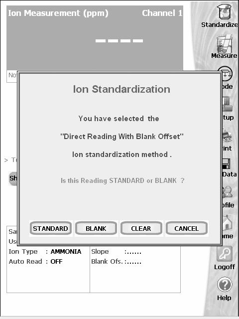 Ion Operation: Direct Reading Methods XL25, 50 and 60 meters Direct Reading with Blank Offset This method presents you with the ability to measure samples with low level concentrations of the ion of