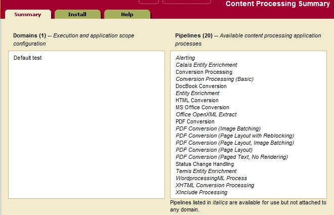 The Default Conversion Option 6. In the left tree menu, click the Content Processing link under the database to which you want to install the Default Conversion Option.