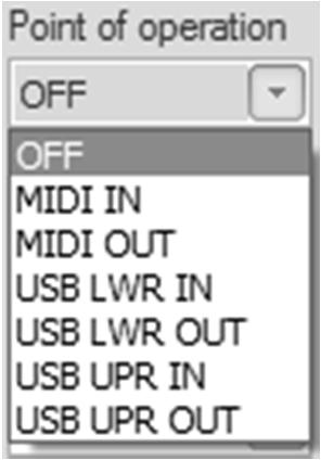 Point of operation Operation This is the location where operation will take place. OFF MIDI IN MIDI OUT USB LWR IN USB LWR OUT USB UPR IN USB UPR OUT This row is unused.