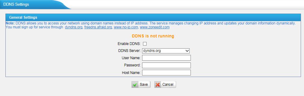 3.1.5 DDNS Settings DDNS (Dynamic DNS) is a method / protocol / network service that provides the capability for a networked device, such as a router or computer system using the Internet Protocol