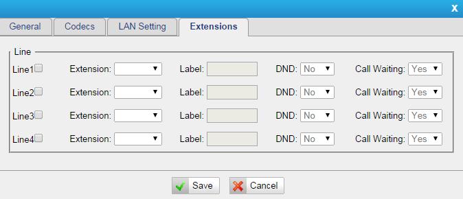 Extensions Configure each line of