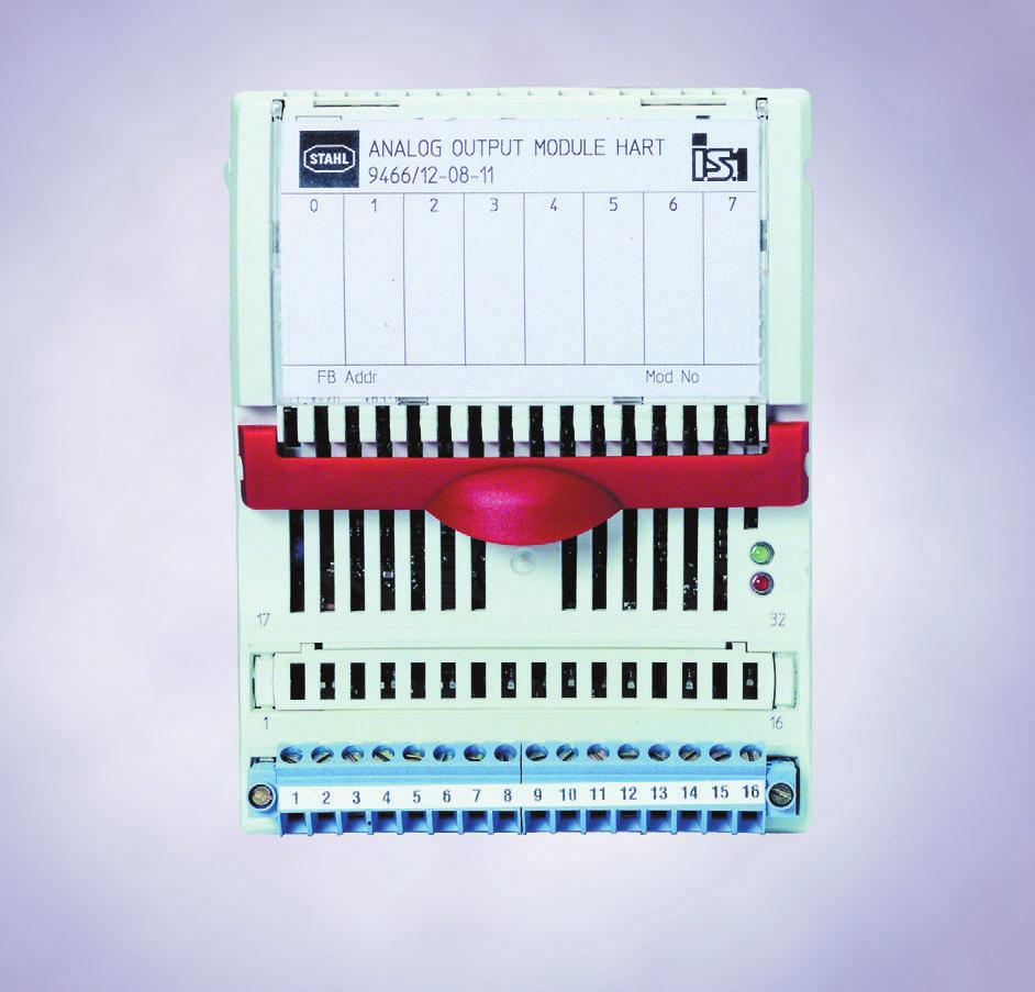 0 4 Remote I/O 8 channels for controlling HART control valves and positioners Intrinsically safe outputs Ex ia IIC Galvanic isolation between outputs and system Open-circuit and short-circuit