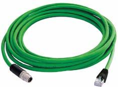 5, PUR, Outer Jacket green M12x1 Cable Plug black overmoulded IP67 to free cable end Cable: SF/UTP, 2x2xAWG22/7, Cat.
