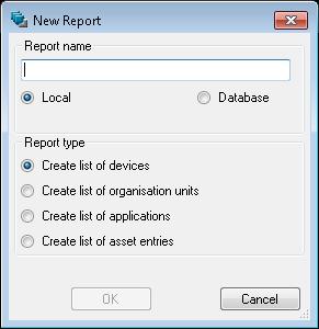 3. Basic functions 3.1. Creating and saving a new report 1. Click File > New Report or click the New report button. 2. Enter a name, and then select the storage location and report type.