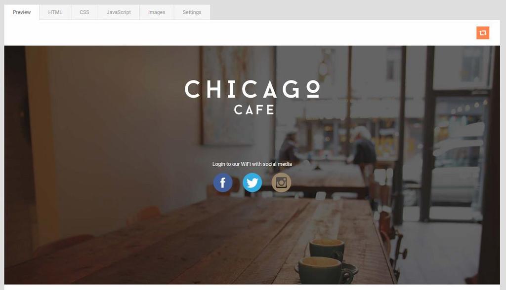 Change the document page title Custom HTML templates allow you to set a custom page title for your document. Let's change this from 'Guest WiFi' to 'Chicago Cafe'. 1.