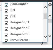 Show/Hide Columns and Filter by Map Extent Select Layer List tool. Turn on and expand the Cadastral Parcel - Outlined Group Layer.