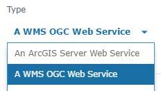Add Data Click the Add Data tool. Click the Enter A URL Tab. From the Type drop-down, choose WMS OGC Web Service.