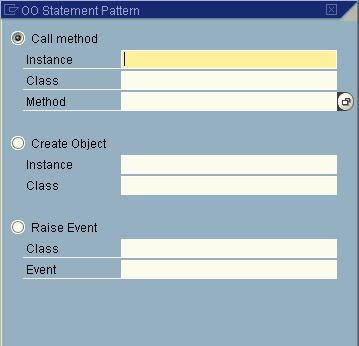 SAP AG Inserting Statement Patterns The Insert Statement Pattern dialog box appears. 3. Choose the required pattern and, if necessary, the statement. 4. Choose. 5.