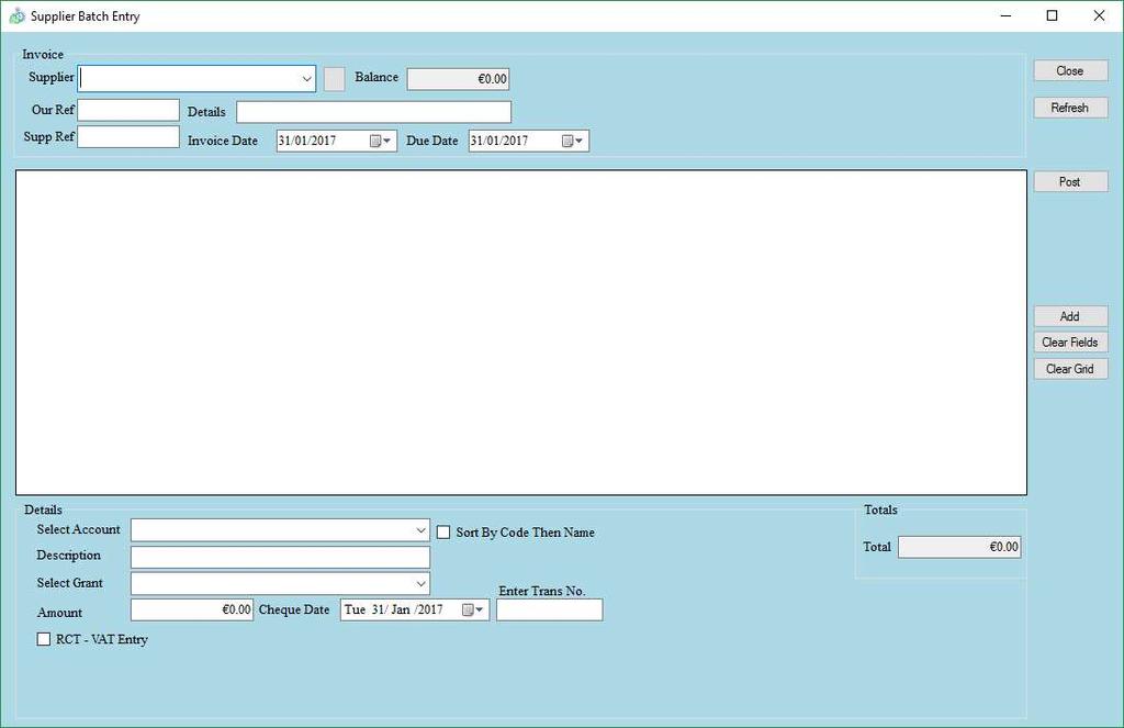 If you wish to add an RCT number select the box beside the Account and edit the supplier information so that the Supplier