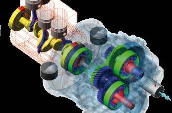 CONVERTING POWER INTO SPEED >> analysis << GEARTRAIN ANALYSIS Virtual Engine provides complete tool set to build any type of gear drive, analyze it using advanced gear contacts and assemble it with