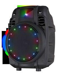5 Sub-Woofer & 1 Tweeter LED Party Lighting, 9V Power Adapter 8717278. 86255. 2 D. 240 x W. 380 x H. 430 mm. 8-20/60 Watt incl. 1x Wireless Microphone 1800mA Rechargeable Battery, 7.