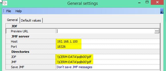 JDF Settings The Cerm application sends and receives continually JMF messages to JDF controllers like Esko, Xeikon, Incorrect JDF settings can cause performance issues.