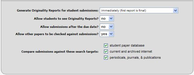 questionable material in the document. You can enable this for a full assignment, disable it for a draft, or practice assignment.