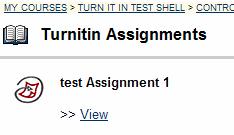 When you select Turnitin Assignments you will see a list of all the Turnitin assignments created in the class.
