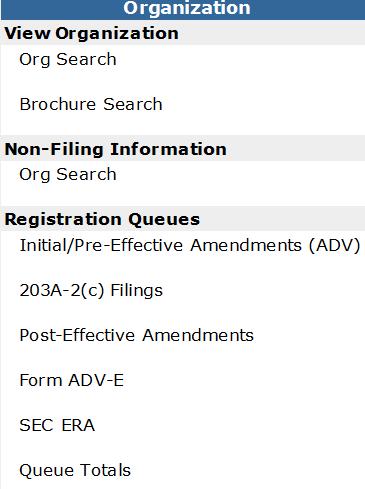 SEC Filings will be routed automatically by the IARD system to one of the three Registration Queues for review. Access IARD at https://crd.finra.org/iad. Content: SEC Registration Queues (pg.