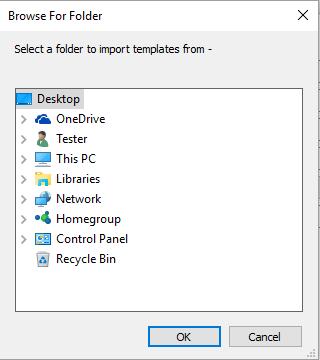 In the pop-up window that appears, select the directory where the template file was copied in Step 1, then click OK.