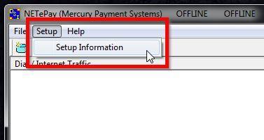 This dialog box indicates that NETePay has not yet retrieved merchant parameters from Datacap