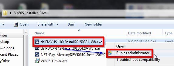 Installing dsiemvus control (required on each PC using a VX 805) Download the latest dsiemvus control software for Mercury from the following link, Select NETePay5.