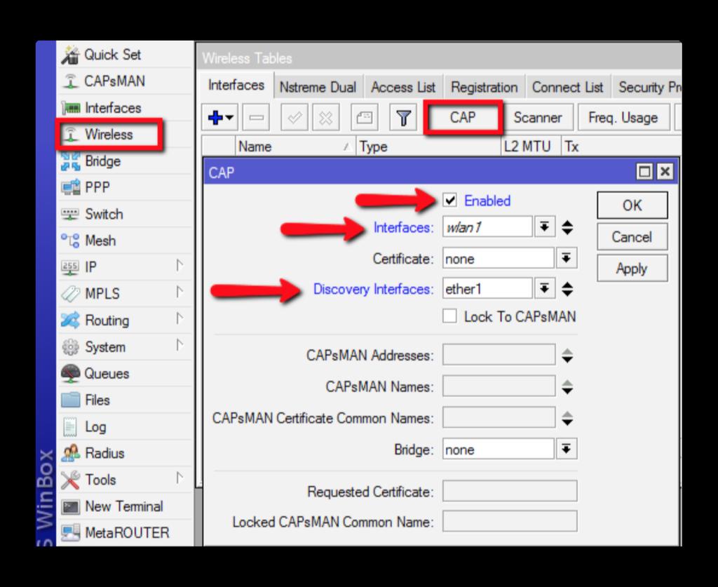 31 Configure the AP to use CAP mode 1) Enable wireless-fp package 2) Enable CAP