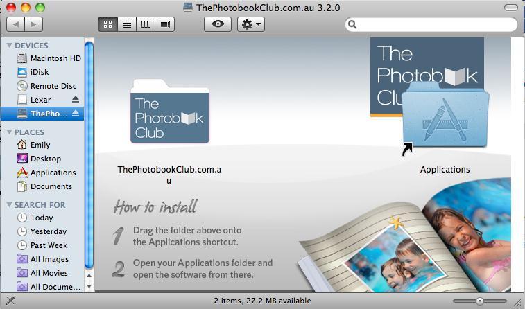 Then you will need to drag the PhotobookClub.com.au folder to the Applications folder.