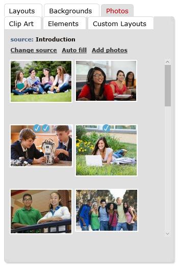 When you first click on the Photos tab you will see the photos that are located in the same folder as the name of your section.