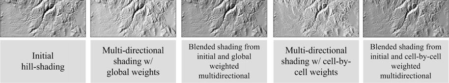 The assumed light direction for the initial hill-shaded image is the standard north-west direction, where