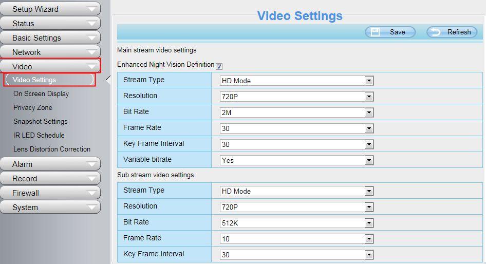 They are main stream video settings and sub stream video settings.