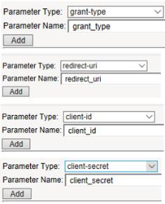 Parameter Type: client-id Parameter Name: client_id Parameter Type: client-secret Parameter Name: client_secret 9.