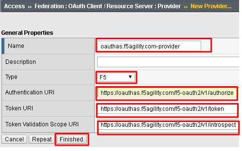 Configure the OAuth Server 1. Go to Access -> Federation -> OAuth Client/Resource Server -> OAuth Server and click Create 2.