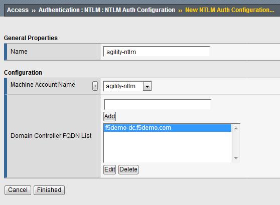 Create Name: agility-ntlm Machine Account Name: agility-ntlm